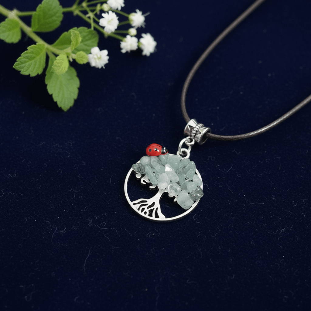Silver Crystal Stone Tree Pendant Necklaces - DP Online