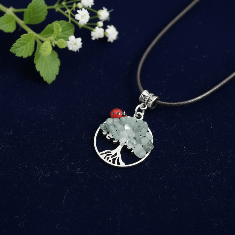 Silver Crystal Stone Tree Pendant Necklaces - DP Online