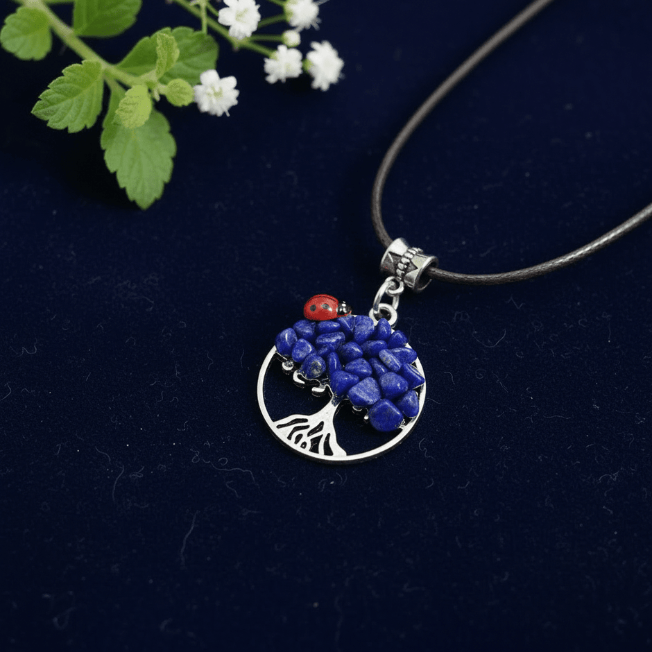 Silver Crystal Stone Tree Pendant Necklaces - DP Online