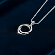 Silver Diamond Interlocking Circle Pendant — V1