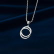 Silver Diamond Interlocking Circle Pendant — V2