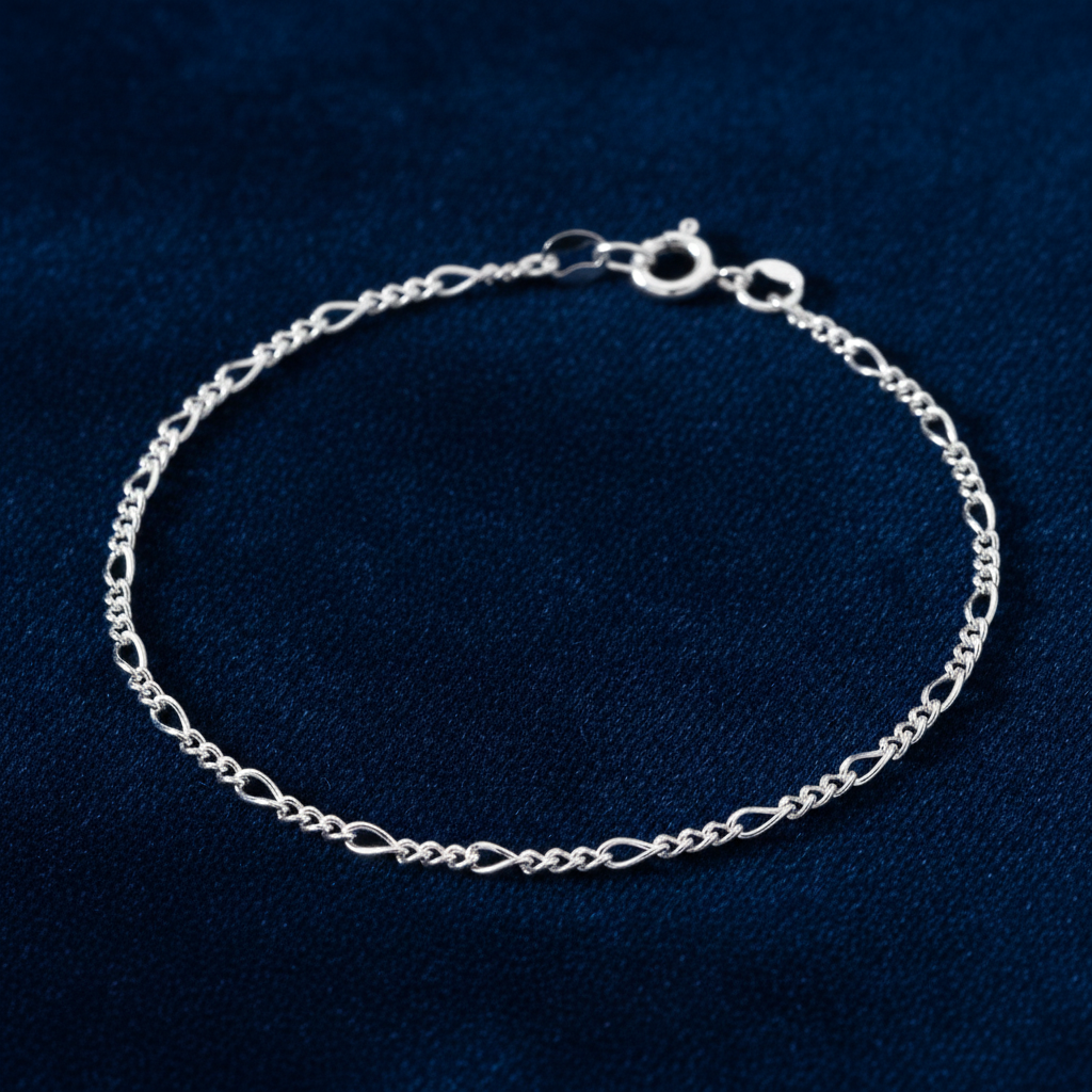 Silver Figaro Bracelet — V1 Clean