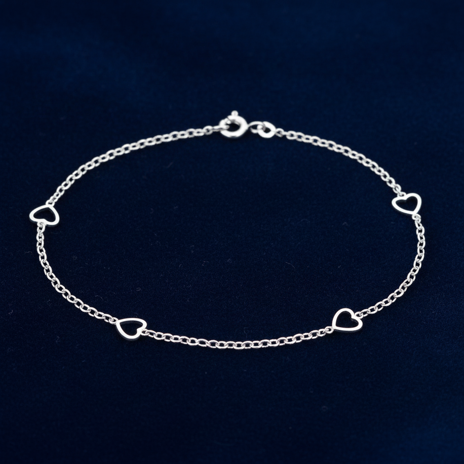 Silver Heart Anklet — V1 Clean