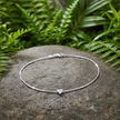 Silver heart anklet with balanced lighting and chain sparkle