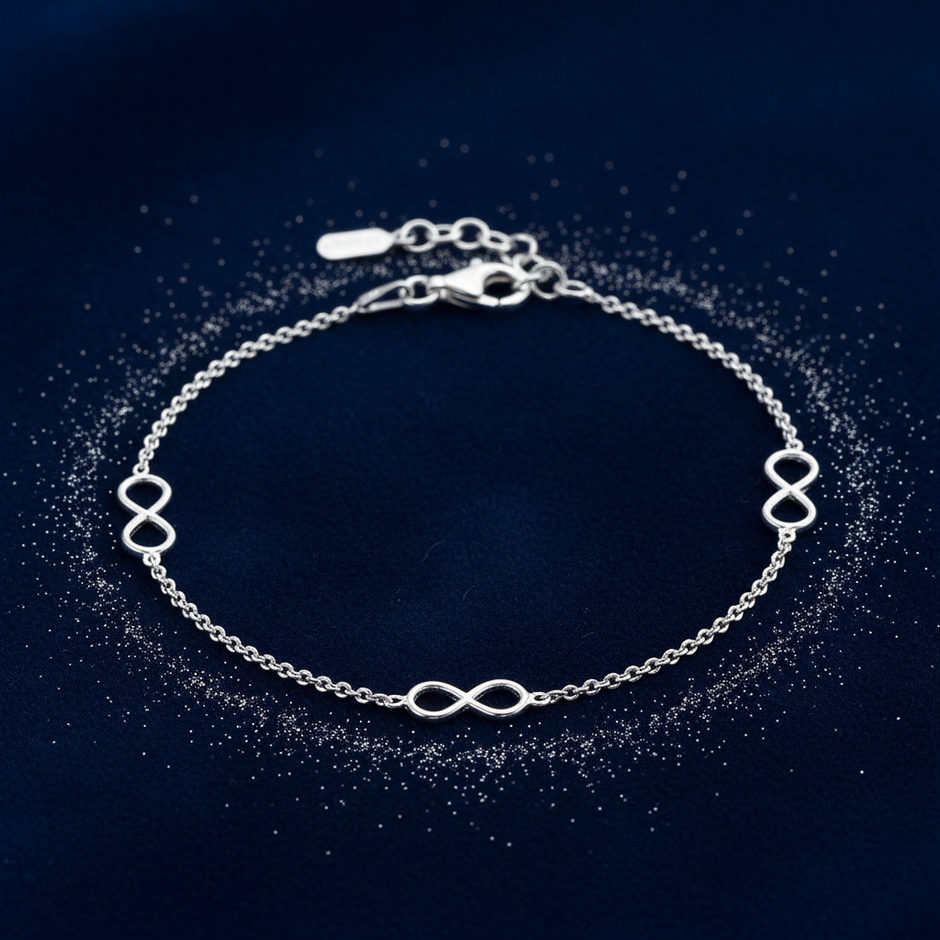 Silver Infinity Bracelet — V2 Revised Subtle Dust
