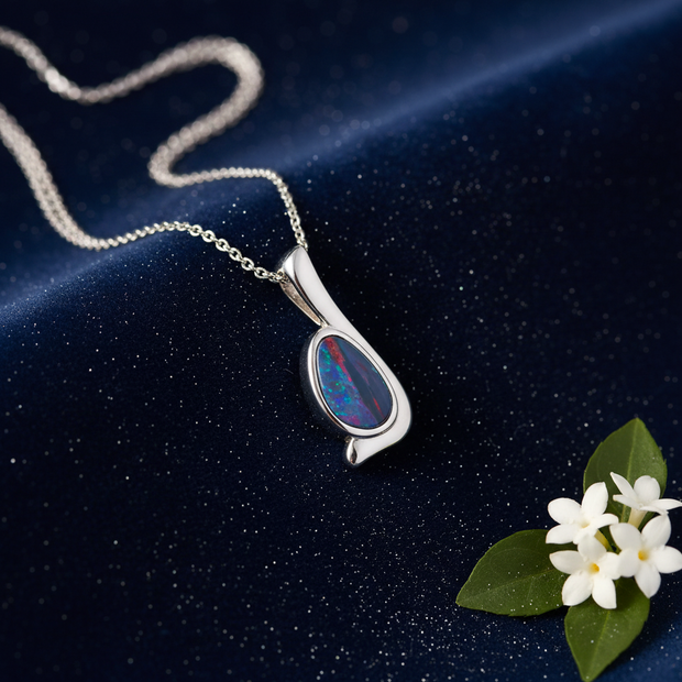 Silver Opal Pendant – V3 Dust + Floral