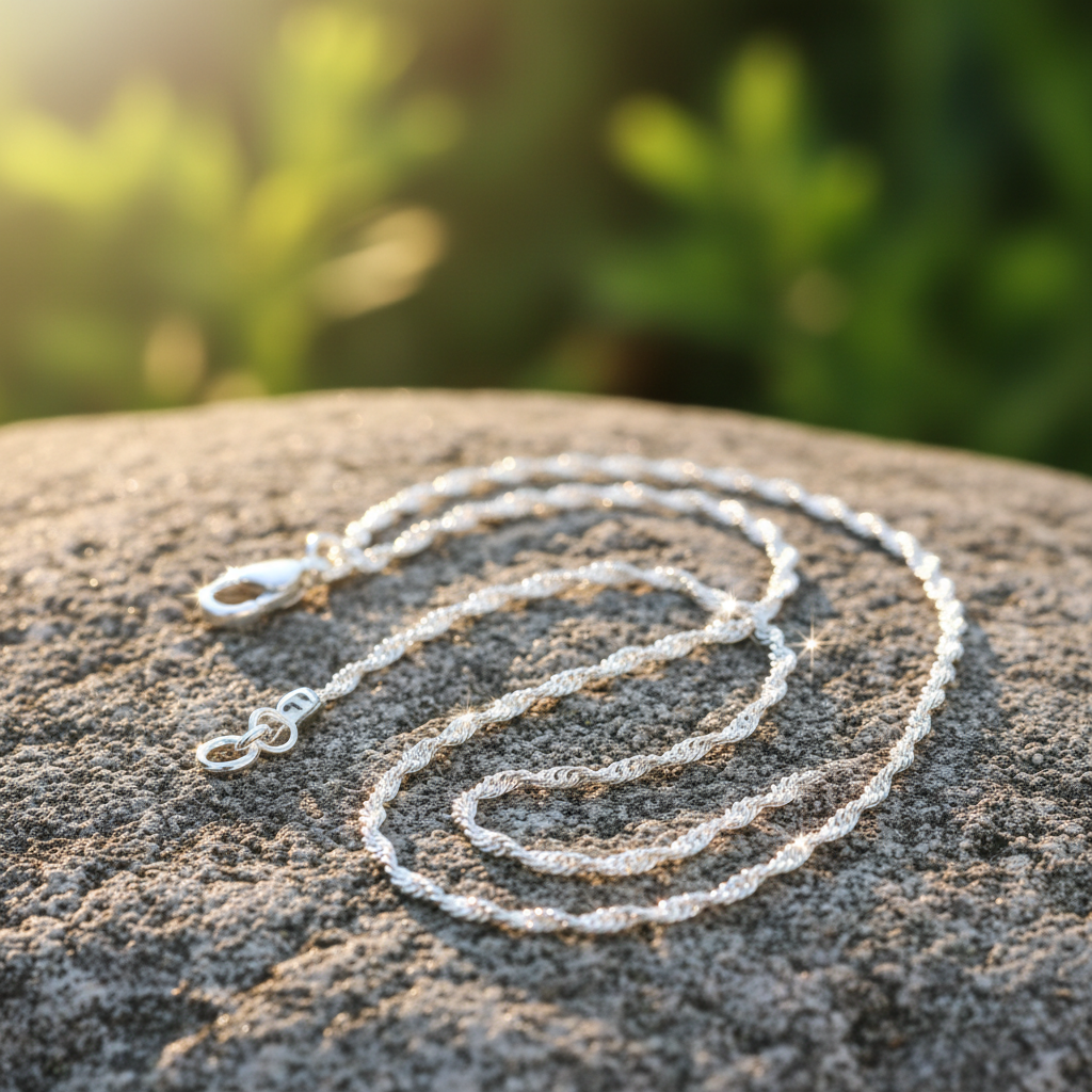 Singapore chain on rock with sparkle