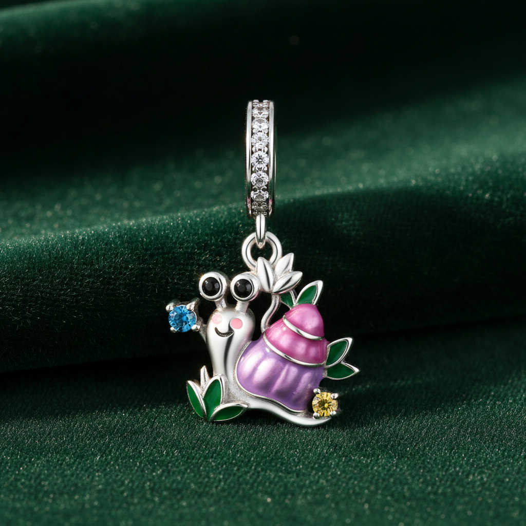 Snail Charm — Green Velvet Hero