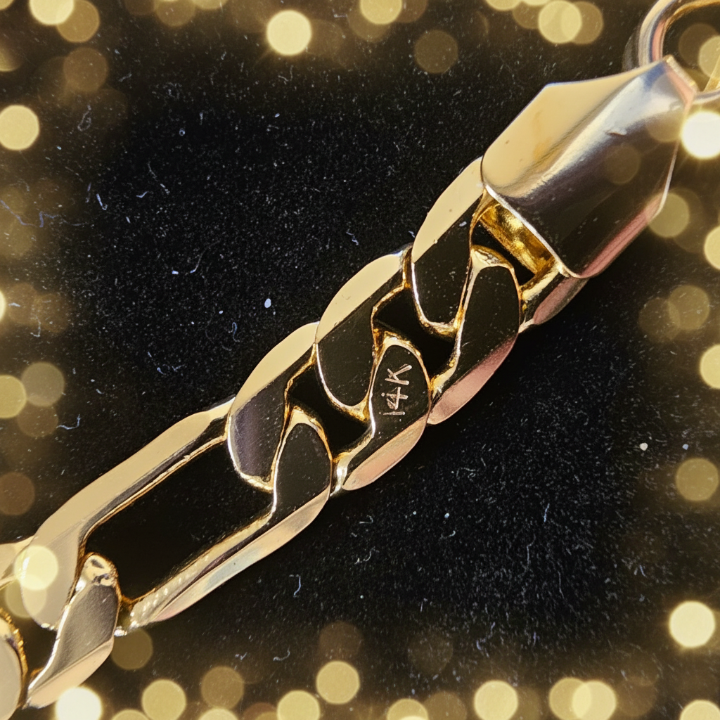 Solid Gold Figaro Chain - Link Hallmark