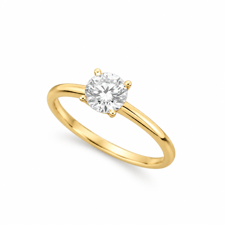 14ct Gold Titanium Solitaire 0.5ct Moissanite Ring