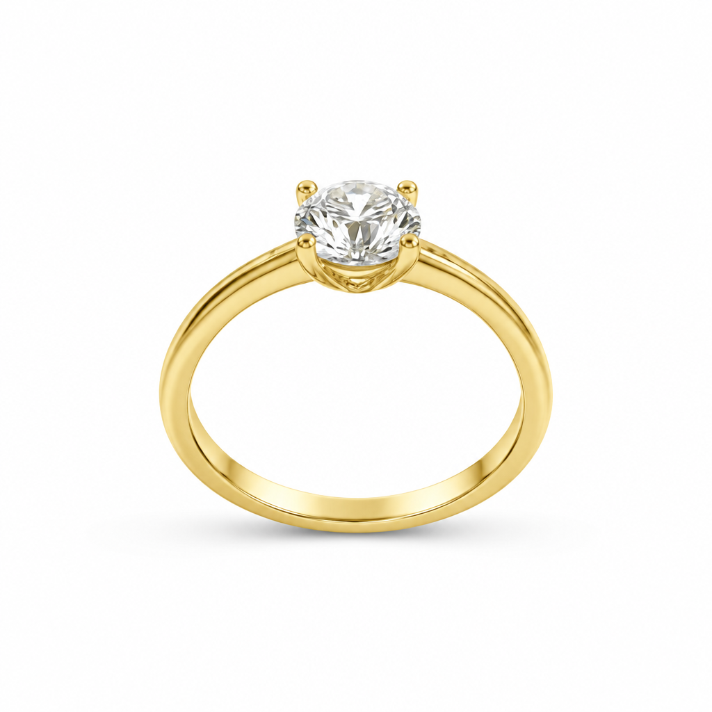 14ct Gold Titanium Solitaire 0.5ct Moissanite Ring