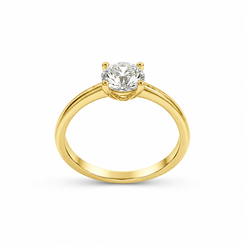 14ct Gold Titanium Solitaire 0.5ct Moissanite Ring