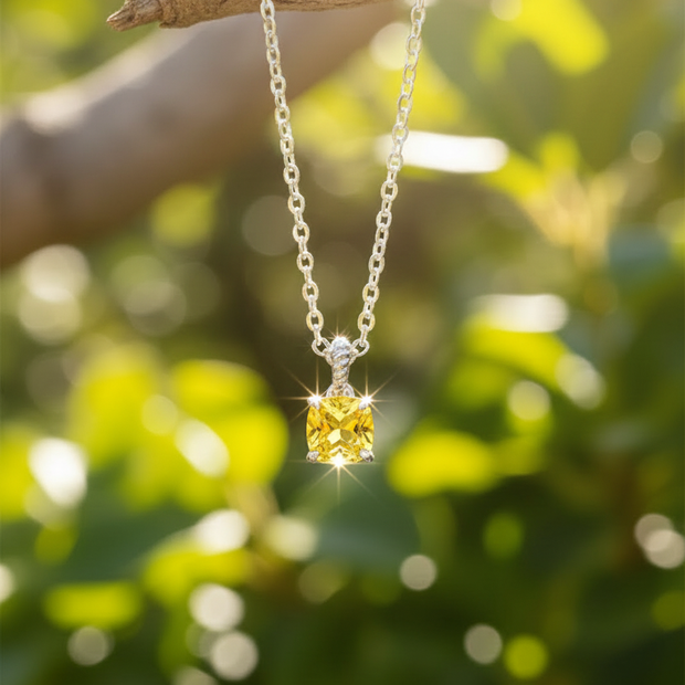 Sparkling Yellow Citrine with Ladybug