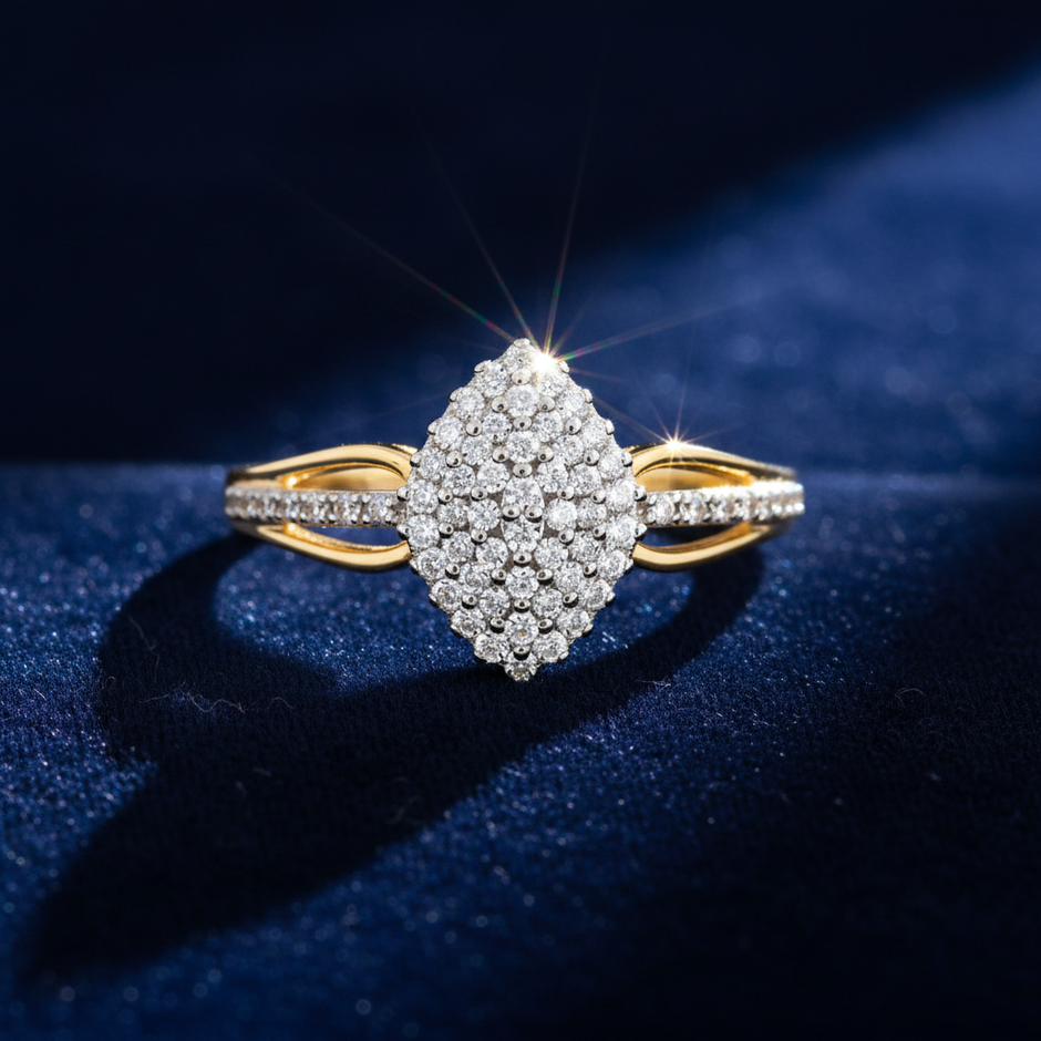 Split Shank Diamond Cluster Ring V1