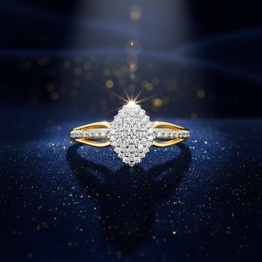 Split Shank Diamond Cluster Ring V2