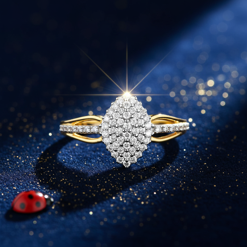 Split Shank Diamond Cluster Ring V3