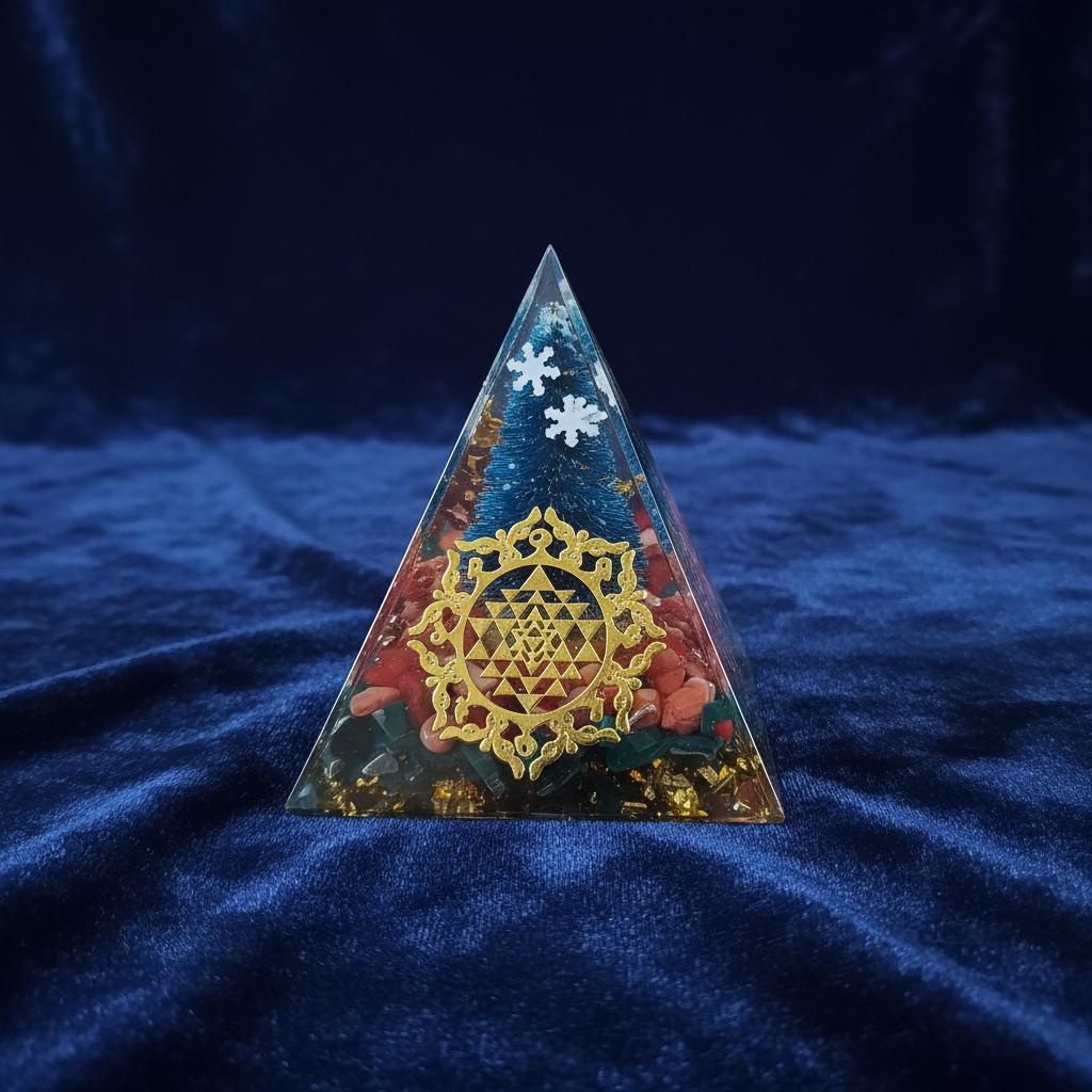 Sri Yantra Christmas Tree Pyramid – Midnight Navy