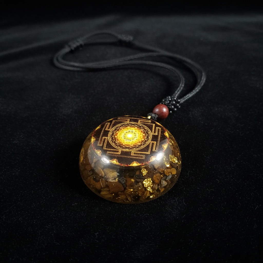 Sri Yantra Orgonite Pendant - Detail