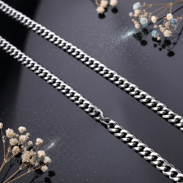 Stainless Steel Chunky Curb Chain — V3 Dust + Florals