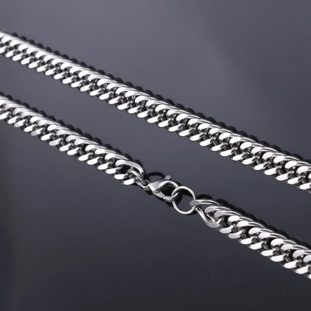 Stainless Steel Cuban Curb Chain — V1 Clean