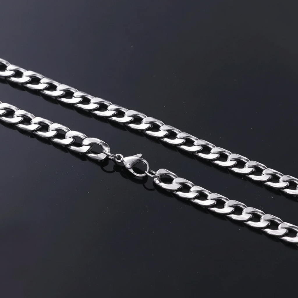 Stainless Steel Cuban Curb Chain — V1 Clean