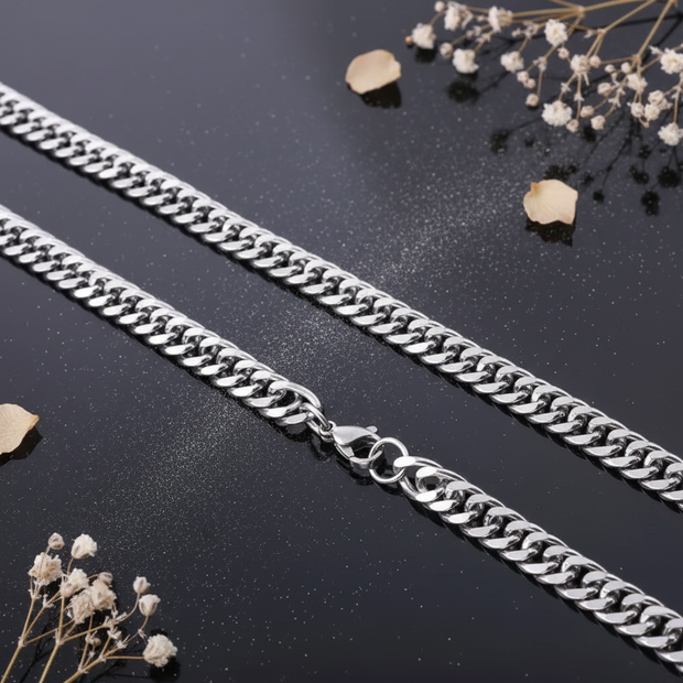 Stainless Steel Cuban Curb Chain — V3 Dust + Florals