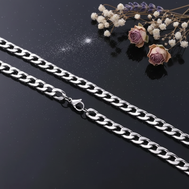 Stainless Steel Cuban Curb Chain — V3 Dust + Florals
