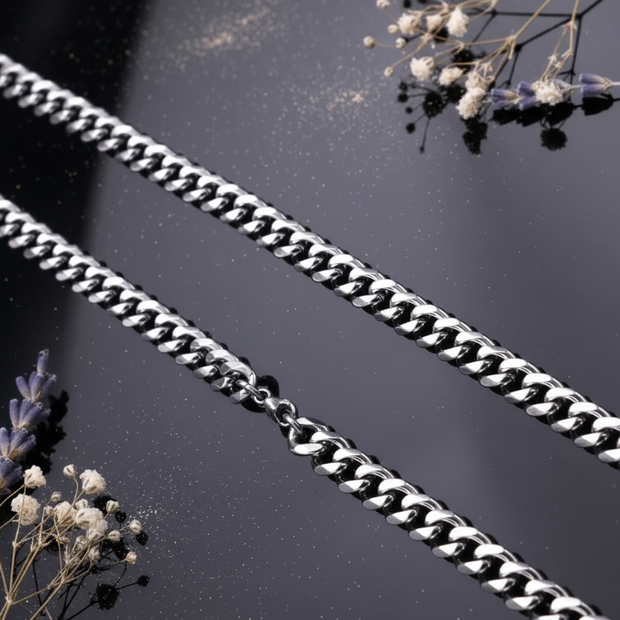 Stainless Steel Cuban Curb Chain — V3 Dust + Florals