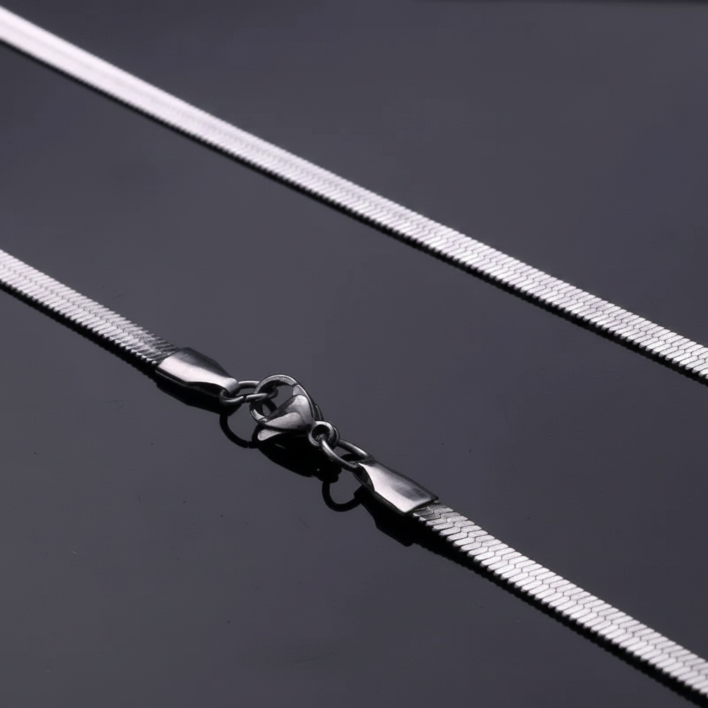 Stainless Steel Herringbone Chain — V1 Redo Clean Silver