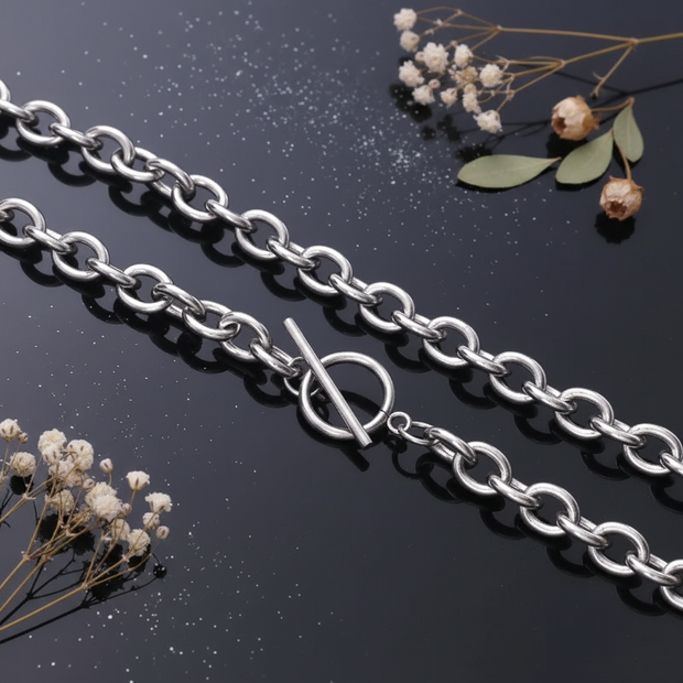Stainless Steel O-Chain Toggle — V3 Dust + Florals