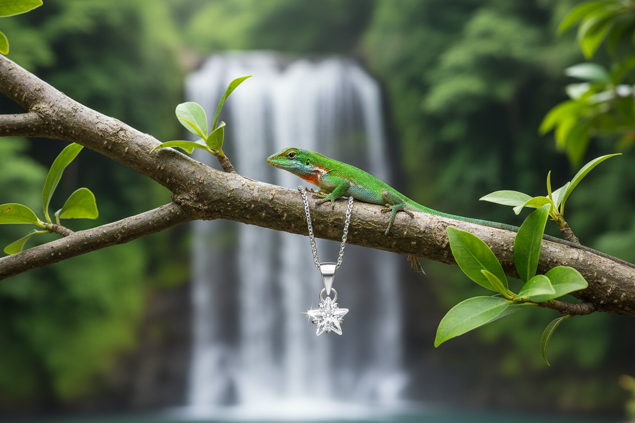 Star pendant with lizard - fresh generation