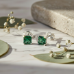 Sterling Silver Emerald Green Cubic Zirconia Stud Earrings Enhanced