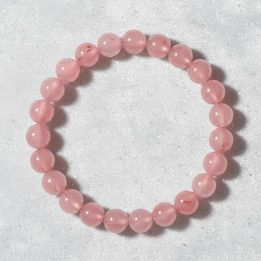 Strawberry Quartz Bracelet - Flat Lay