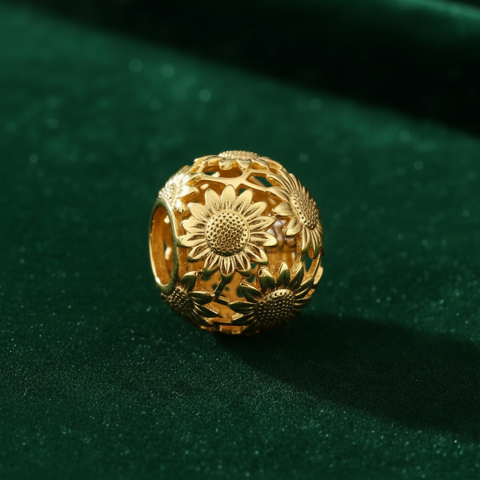 Sunflower Charm — Macro Green Velvet