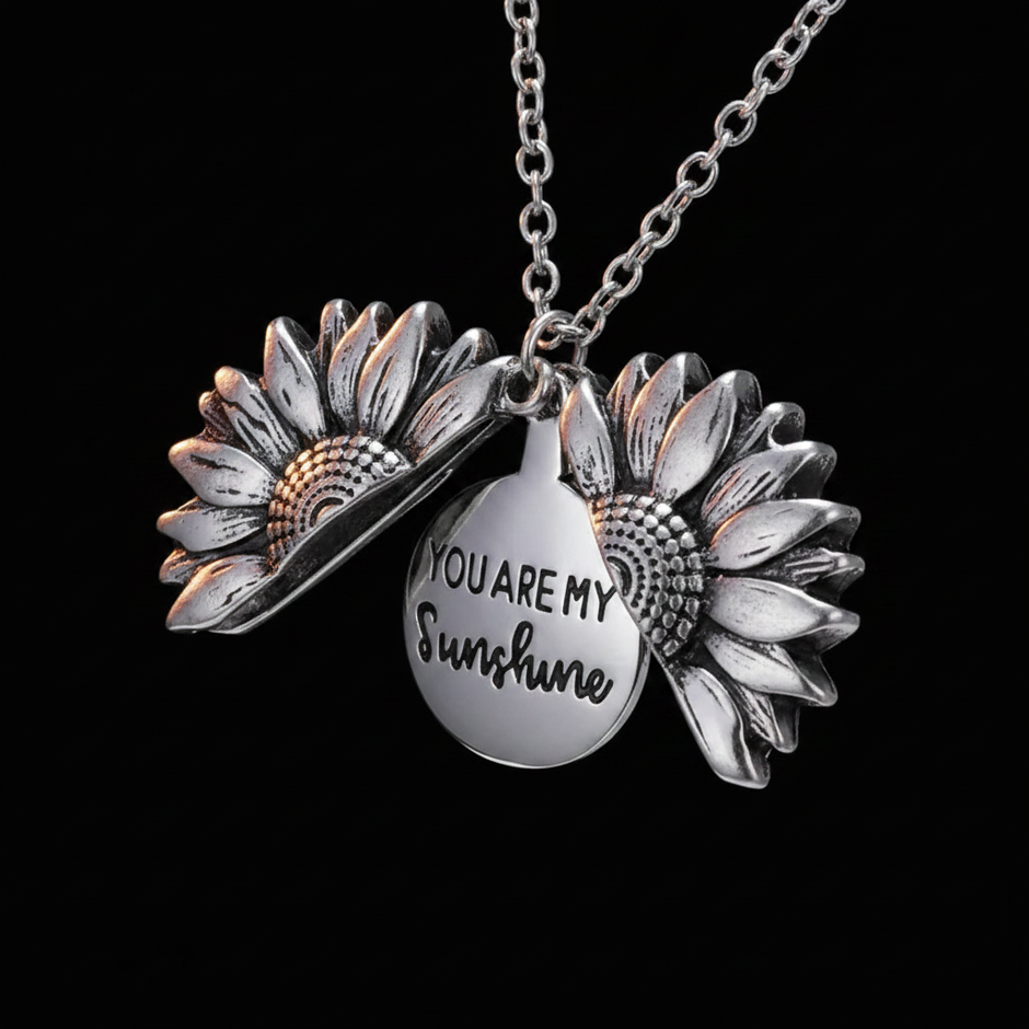 Sunflower Locket - Detail Black