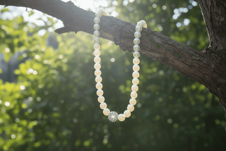 The Silver Stud Pearl Necklace - DP Online