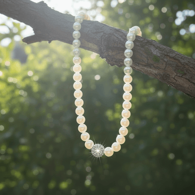The Silver Stud Pearl Necklace - DP Online