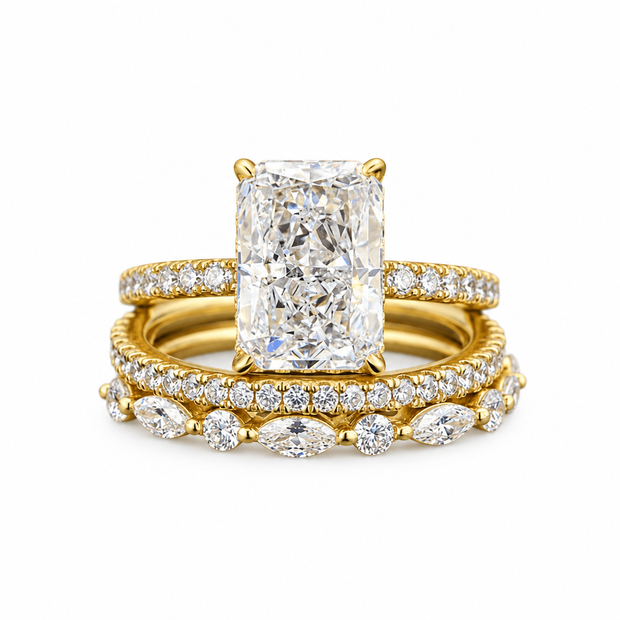 3 Piece Large Cushion Cut 14ct Gold Titanium