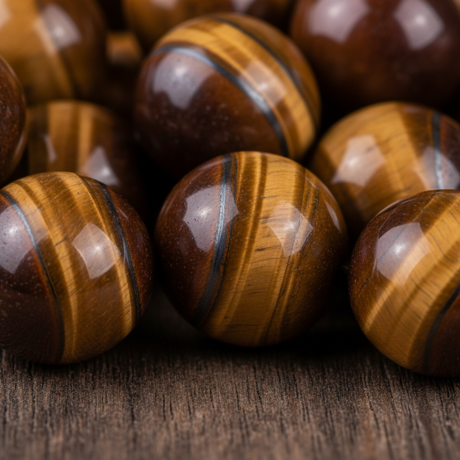 Tiger Eye close-up — large beads filling frame
