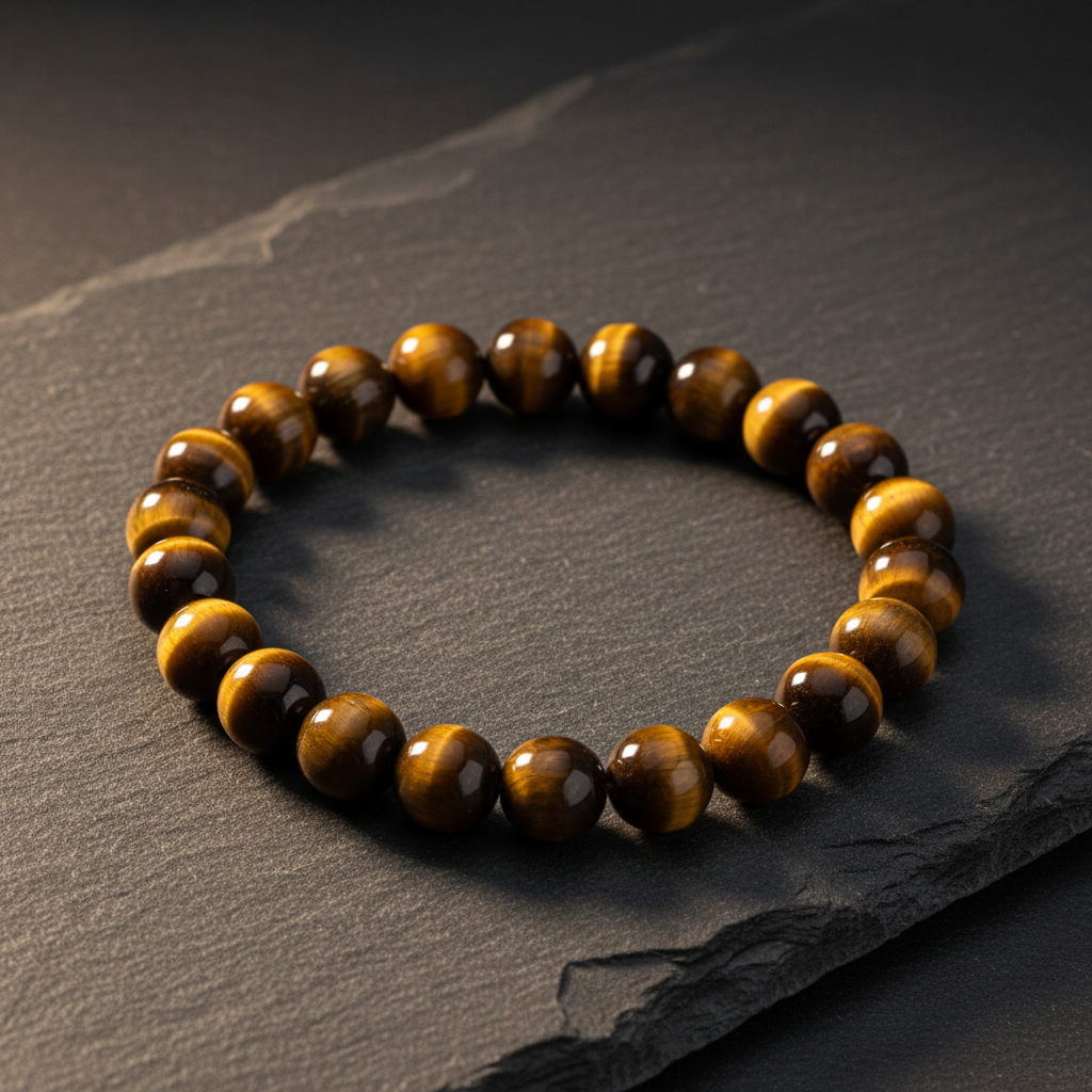 Tiger's Eye Flat Lay on Slate