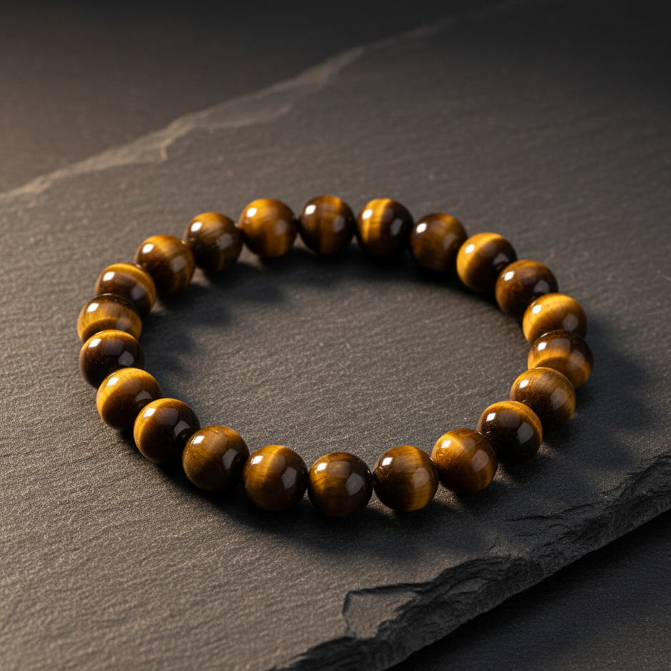 Tiger's Eye Flat Lay on Slate
