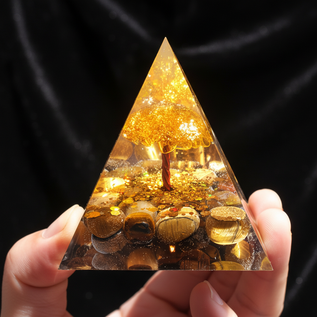 Tiger's Eye Money Tree Pyramid - Hand Hold Hero