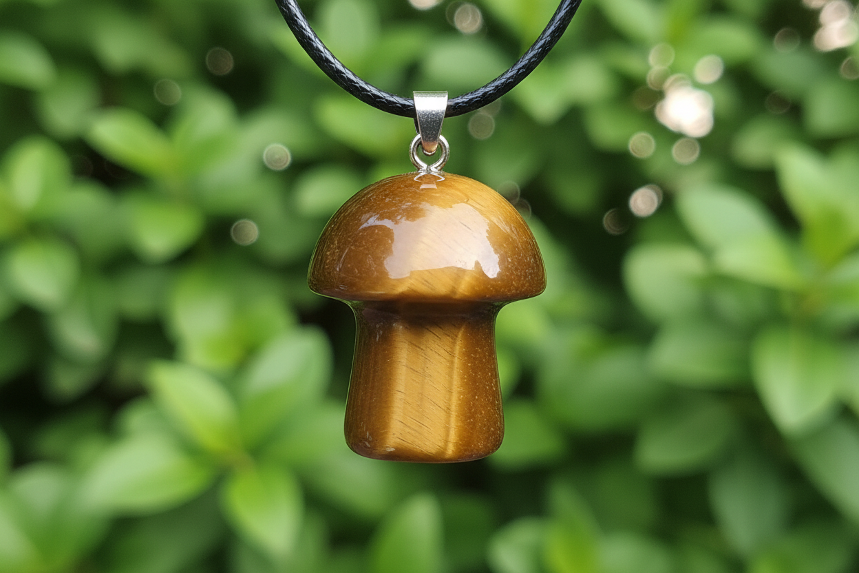 Tiger's Eye Mushroom Pendant – Greenery Corrected
