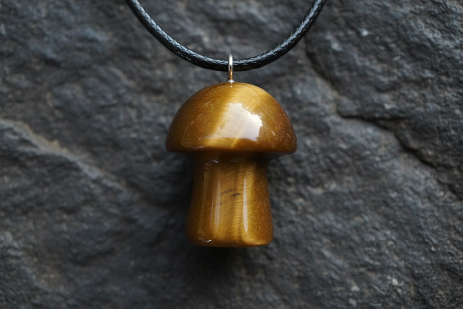 Tiger's Eye Mushroom Pendant – Rock Surface with Bail