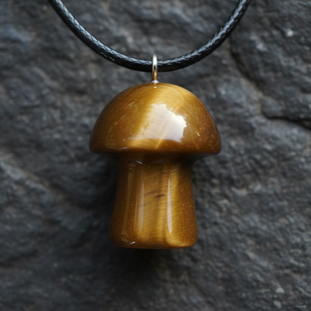 Tiger's Eye Mushroom Pendant – Rock Surface with Bail