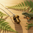 Tiger's Eye Mushroom Pendant – Wooden Surface + Lizard
