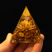 Tiger's Eye Pyramid - Hand Hold Black Background