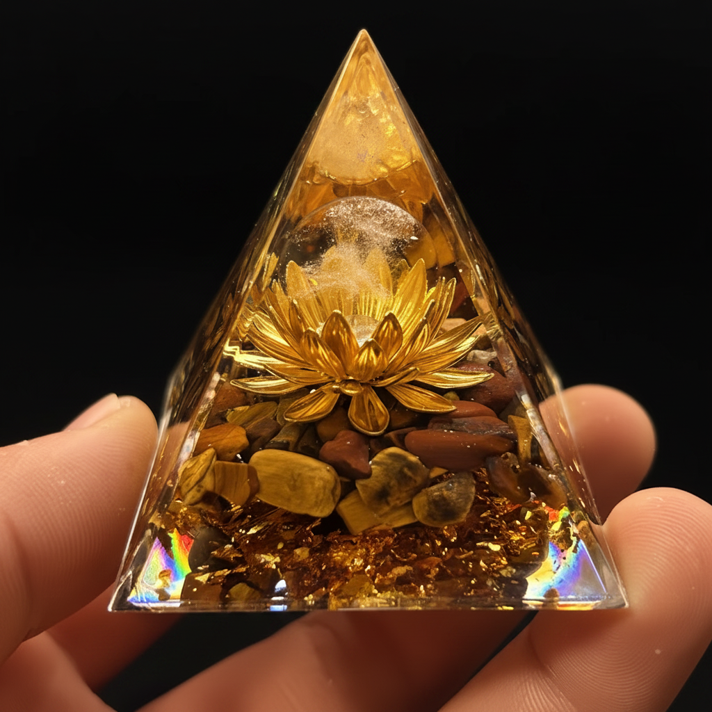 Tiger's Eye Pyramid - Hand Hold Close Up