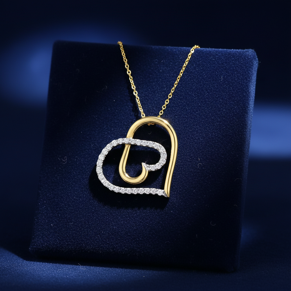 Tilted Double Heart Pendant V1