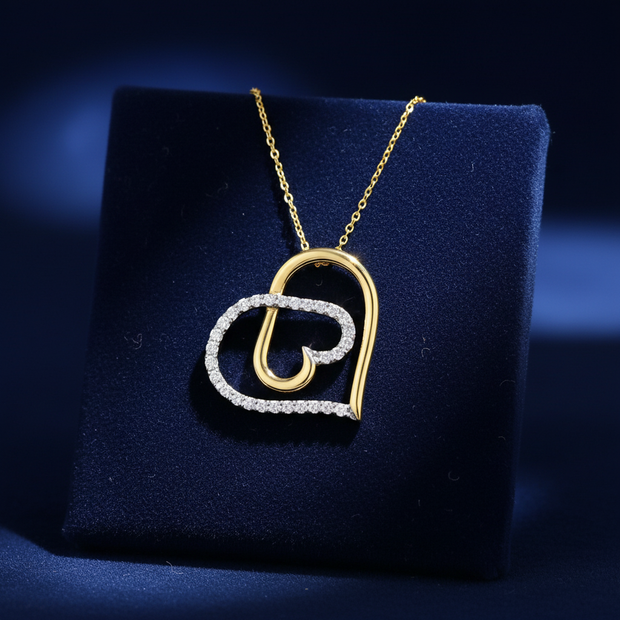 Tilted Double Heart Pendant V1